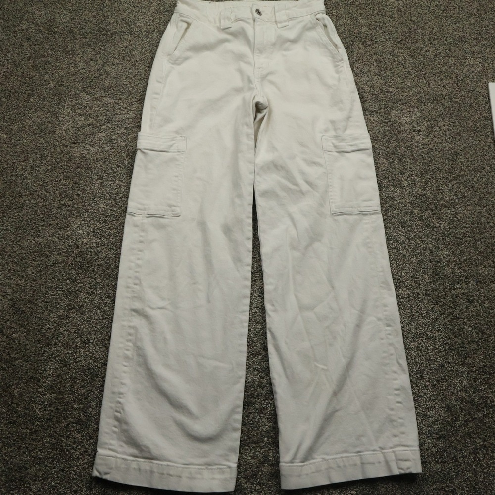 American Eagle Pants Womens 0 baggy Wide Leg Crop Cargo Stretch Denim 26X31
